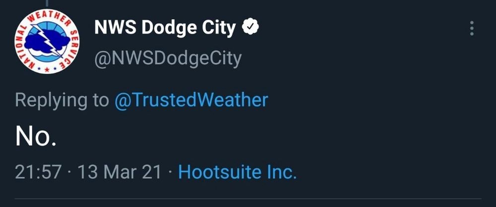 Dodge City NWS on Twitter posts 