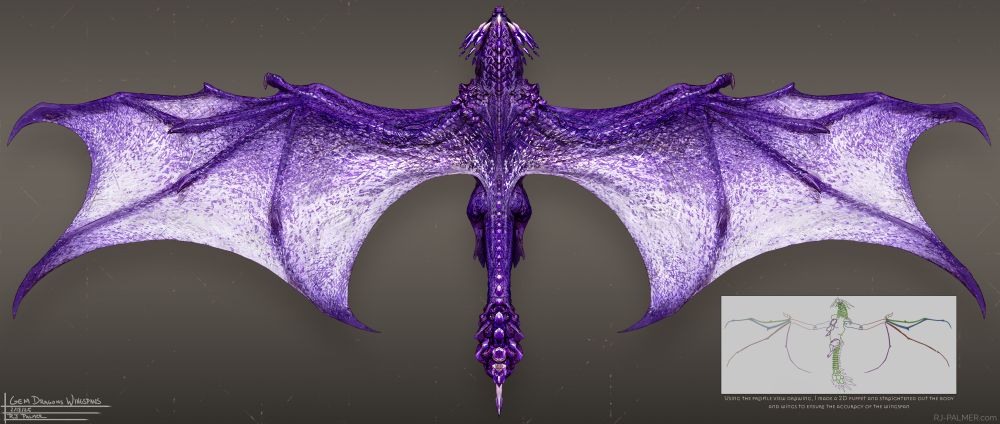 larger view of the wingspan. Like an insane person I articulated and straightened out the body and wings of the damn thing to ensure its proportional accuracy. A thing only I would care about lol