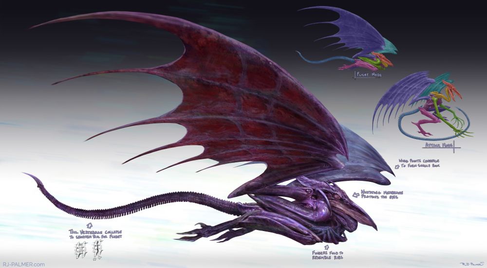 Ridley folded up into flight mode so he can pirate things in space, a space pirate if you will 