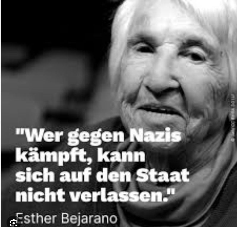 Siehe Post. Ein Screenshot mit einem Porträt von Esther Bejarano.