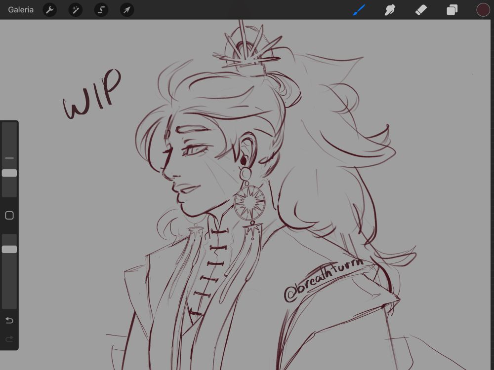 Sketch of Wu Jinhai in ceremonial clothes 