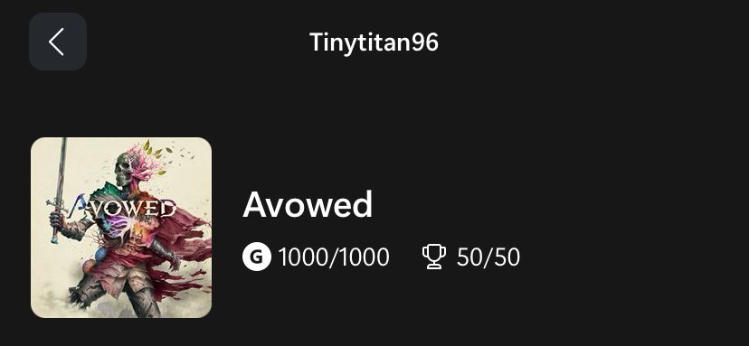 Avowed video game art containing a skeleton that has colourful fungal growth on it. 1000/1000 Gamerscore 50/50 Achievements