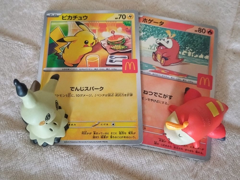 ポケカのピカチュウとホゲータwithミミッキュ