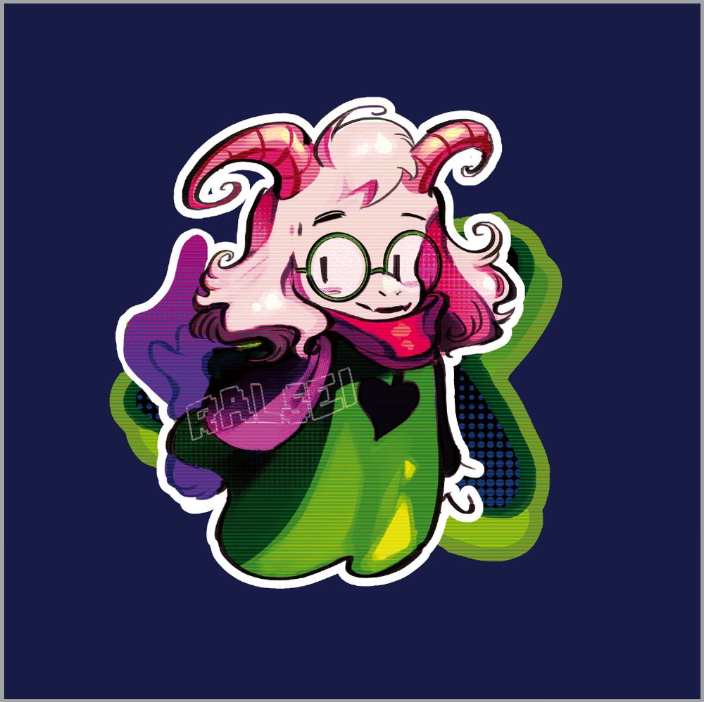 Keychain design featuring Ralsei from Deltarune's no hat design. The keychain is shaped like a star.