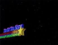 NBC The More You Know gif

The above phrase in purple 3D letters comes into frame above a yellow star, sitting above multicolor sparkles trailing said star, against a black background 