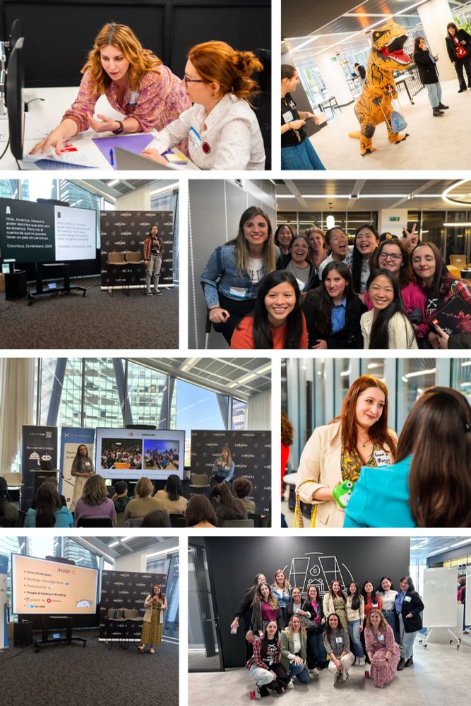 Collage de fotos de varias mujeres de Tech SHEssions participando en el evento WTM Madrid.
