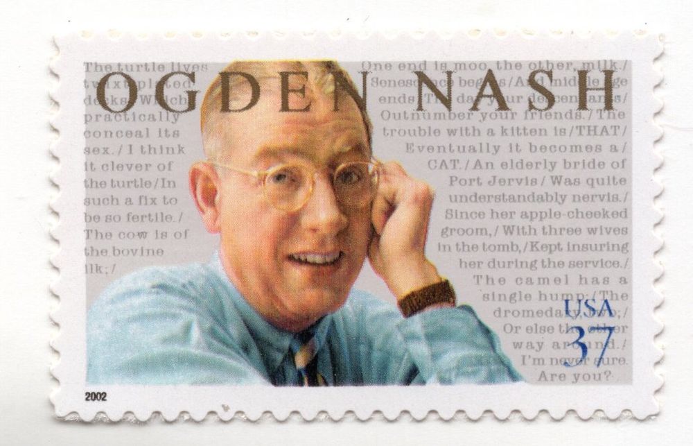 2002 USA 37 cent Postage Stamp of poet Ogden Nash.