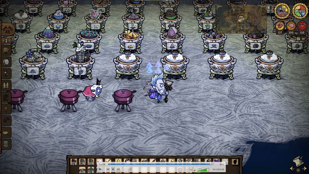 Warly standing in front of a lot of crock pot dishes.