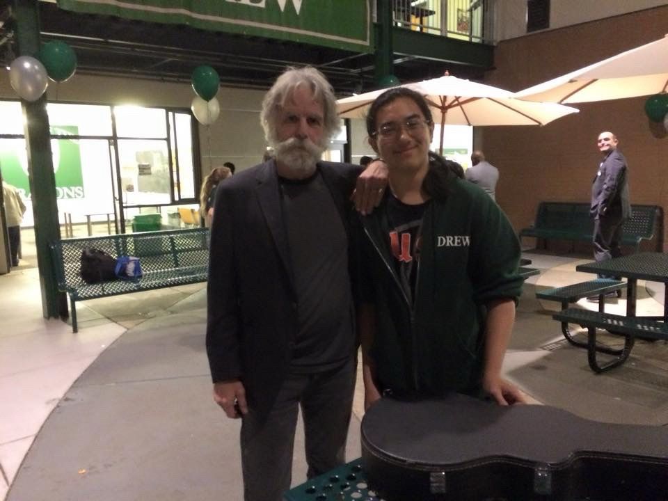 Bob Weir and Nick Jong at Drew High School in San Francisco 2017.