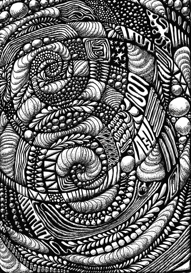 geometrisk svartvit teckning