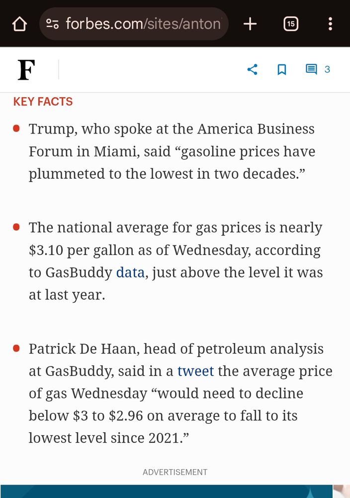 The national average for gas prices is nearly $3.10 per gallon as of Wednesday, according to GasBuddy data, just above the level it was at last year.