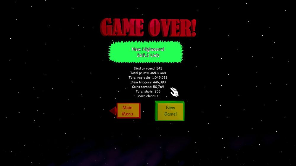 New Glass Tony + E-Block ended with me scoring 365.3 UnD. That's 365,300,000,000,000,000,000,000,000,000,000,000,000 points.
