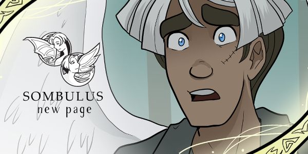 Preview of Sombulus featuring Argus with a surprised expression. The border features glowing magic rune strands and reads "Sombulus - New Page"
