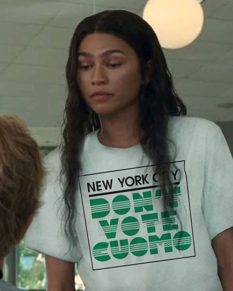 Zendaya wearing a Don't Vote Cuomo t shirt