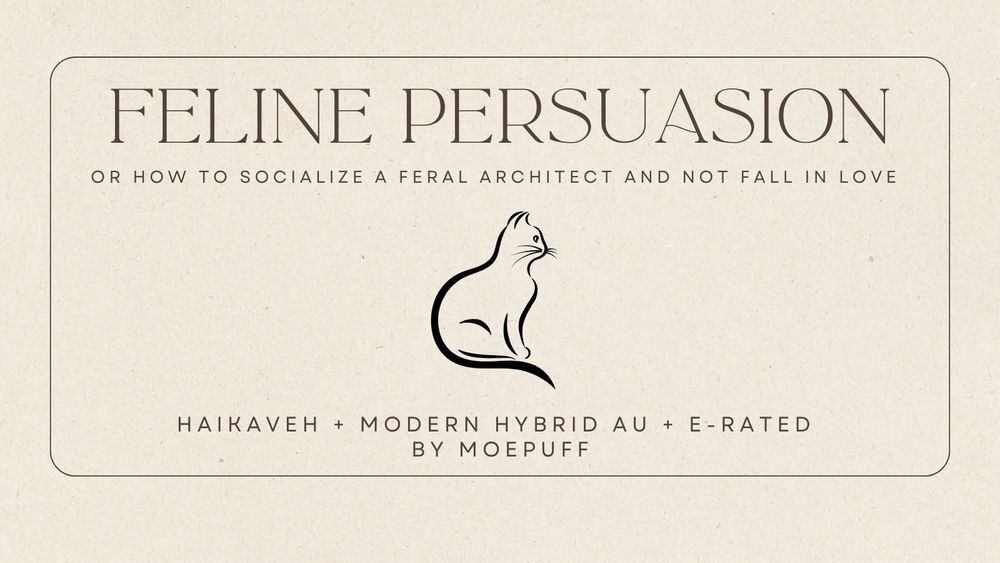 Feline Persuasion
Or How To Socialize a Feral Architect and Not Fall In Love
Haikaveh + Modern Hybrid AU + E-Rated
By Moepuff