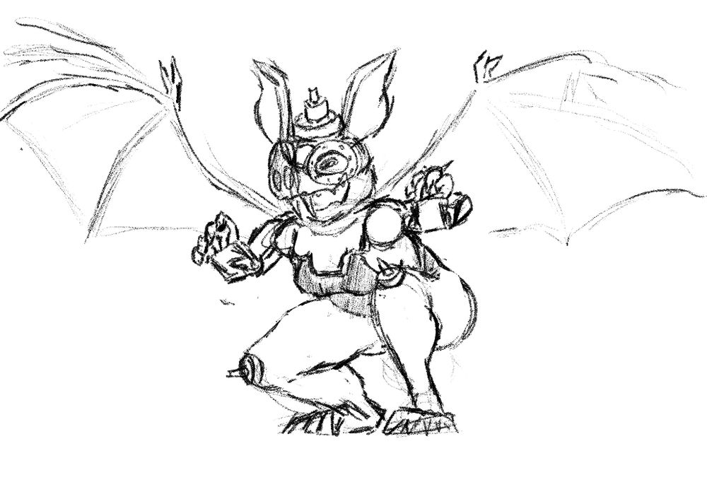 Wingnut, the bat, from TMNT: Mutant Mayhem, with a more feminine body in a black bathing suit #tmnt #teenagemutantninjaturtles #wingnut #mutantmayhem