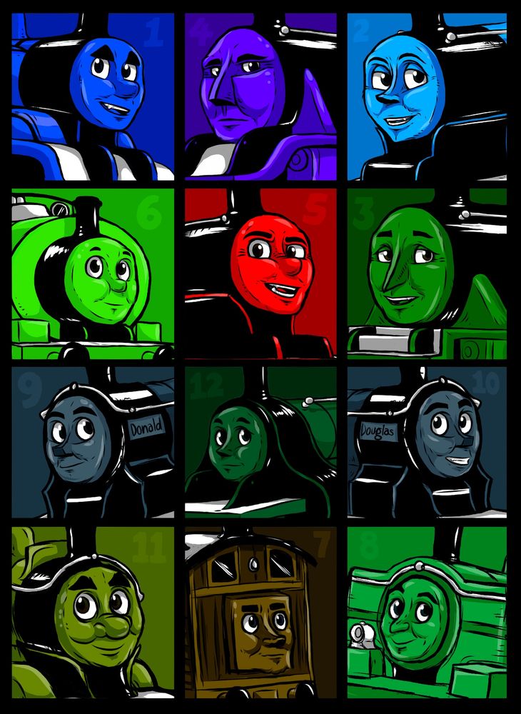 Engines 1-12 “Pop art” tiles