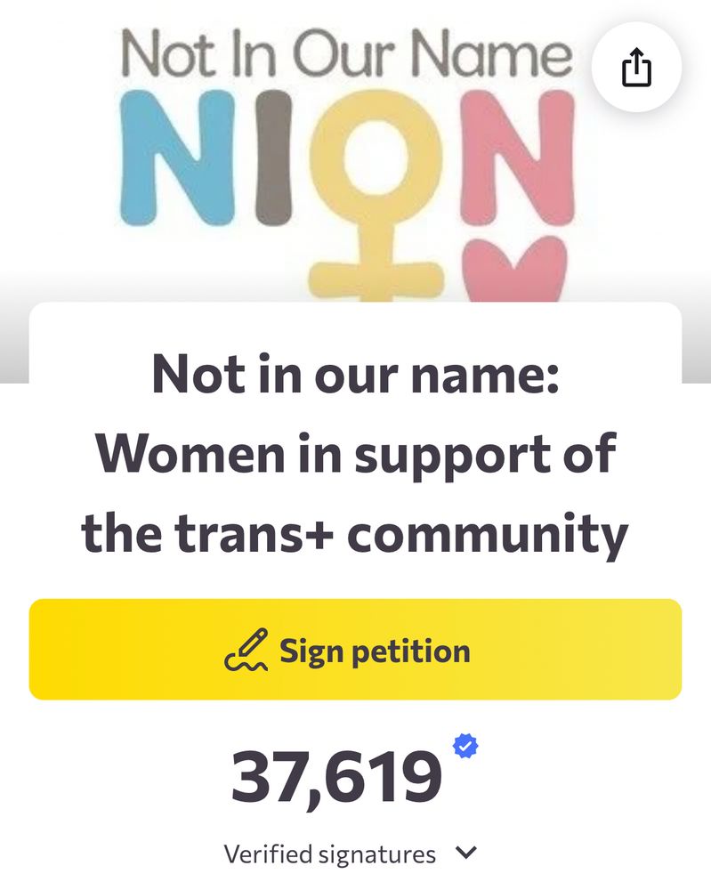 Not in our name: women in support of the trans+ community 

27,619 verified signatures 