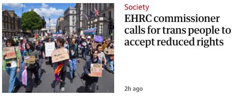 EHRC commissioner calls for trans people to accept reduced rights.