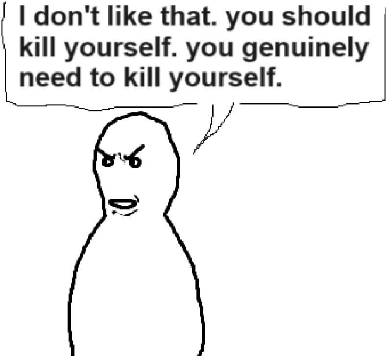 I don't like that meme, but with just the half that says "I don't like that. you should krill yourself. you genuinely need to krill yourself."