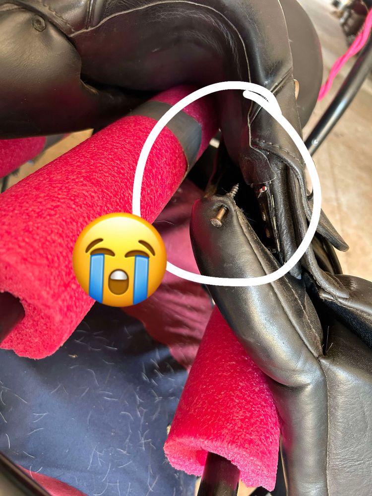 Broken dressage saddle