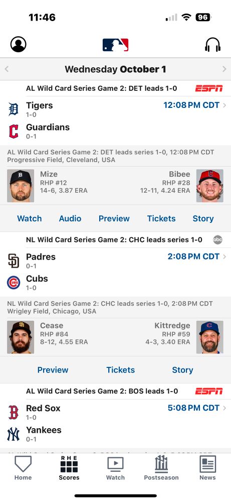 MLB app info for today’s playoff games — teams playing, start times, broadcast networks and more. 