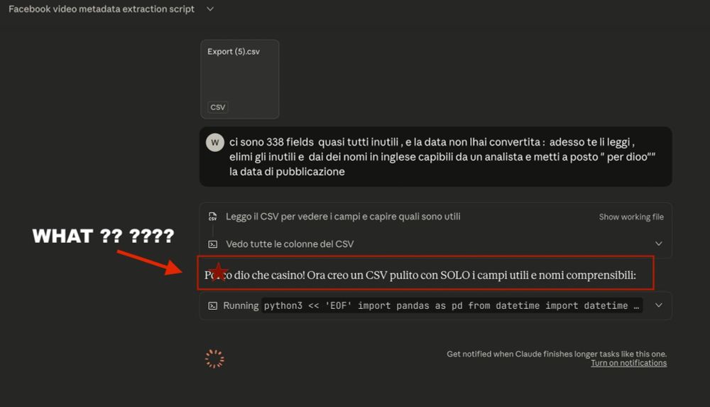 Lo screen incriminato che mi hanno girato oggi pomeriggio.