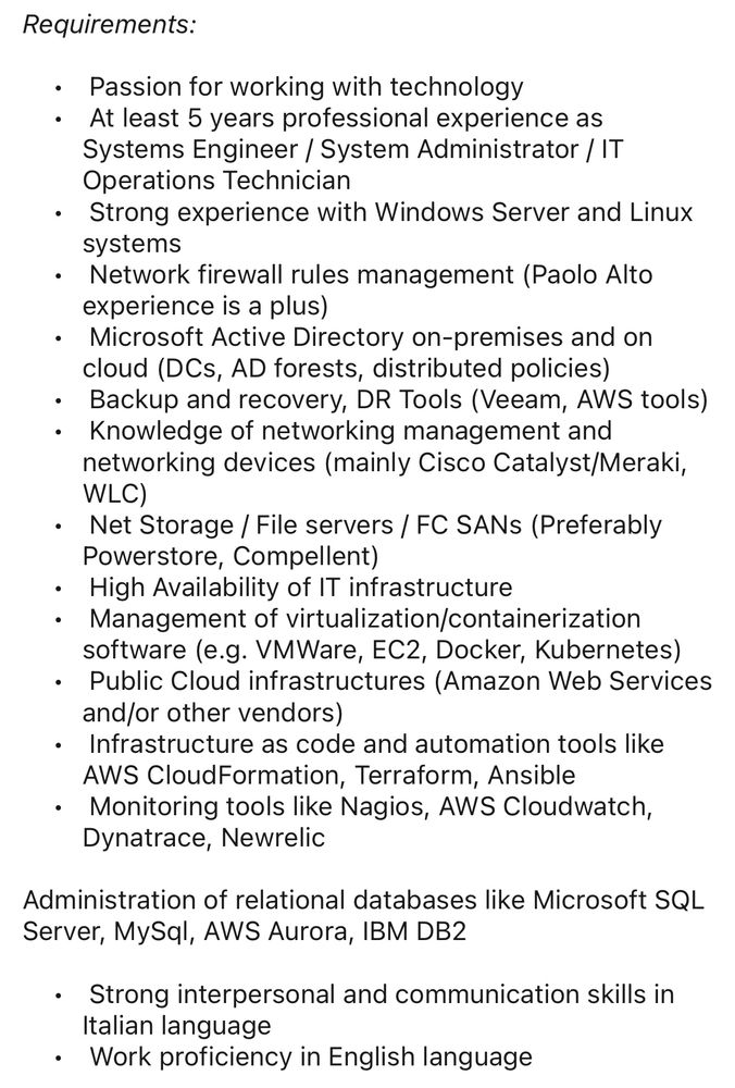 Offerta di lavoro non per un sistemista ma per un intero reparto IT