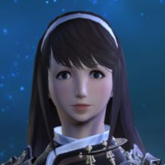 a zoomed-in screenshot from the log-in screen from ffxiv with amaris' face MESSED UP because of c+