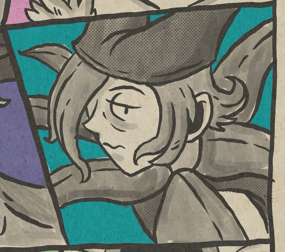 Sketch of Marionette, a character from the Darkstalkers series of fighting games. 
