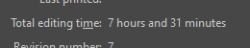 White text on a gray background. It reads "Total editing time: 7 hours and 31 minutes".