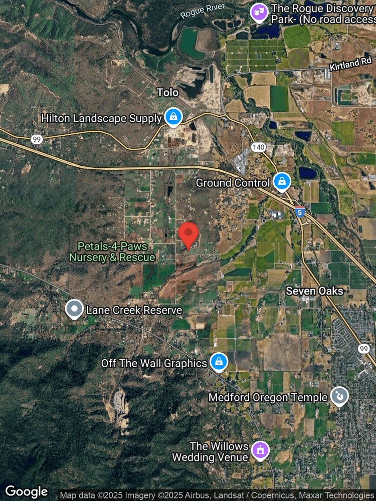 Google map image with center point at 4090 WILLOW SPRINGS RD, CENTRAL POINT, OR.