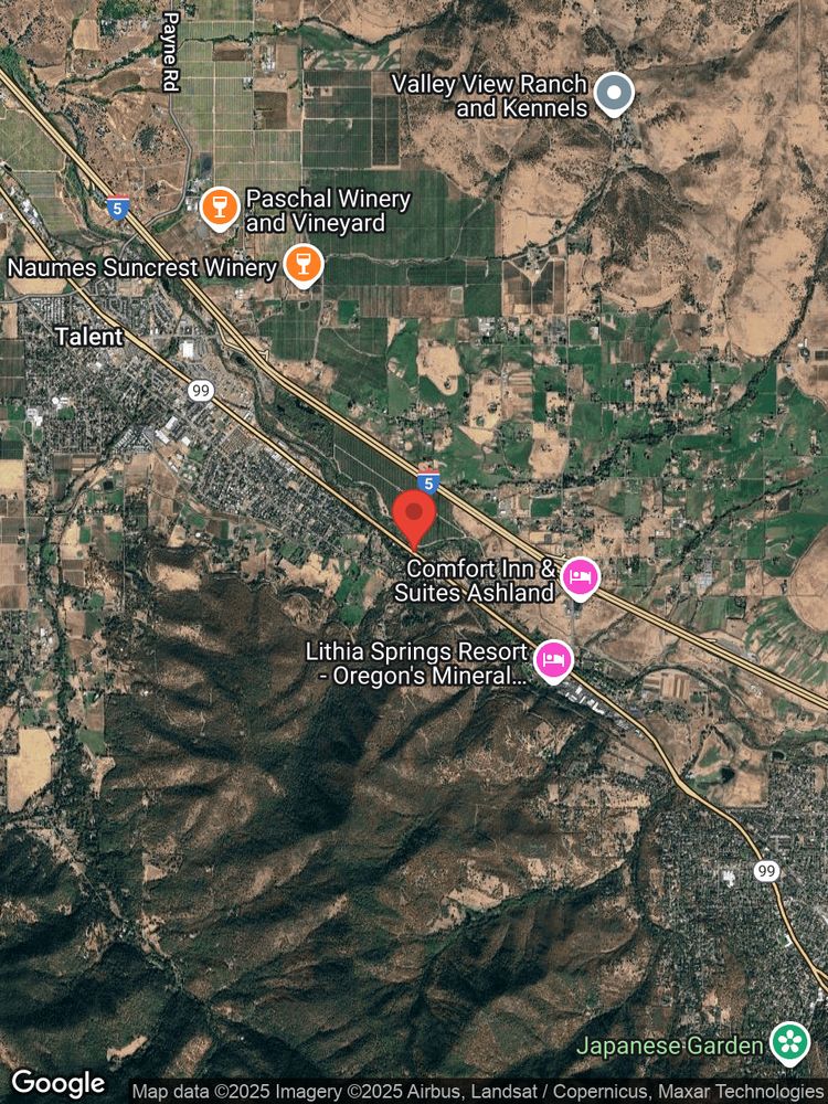 Google map image with center point at S PACIFIC HWY, TALENT, OR.