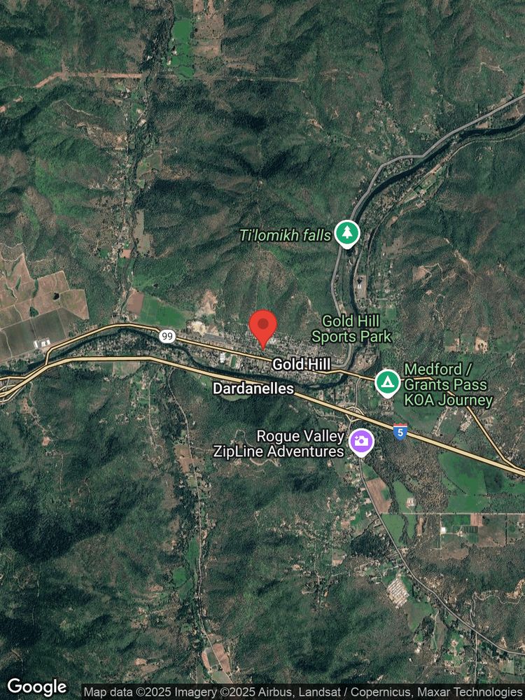 Google map image with center point at 996 4TH AVE, GOLD HILL, OR.