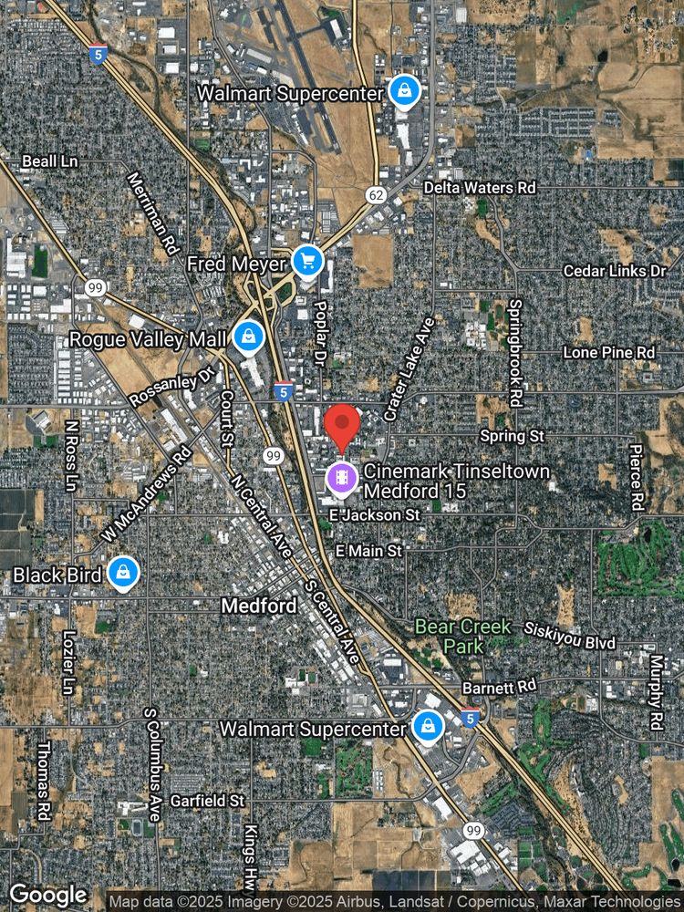 Google map image with center point at 649 ROYAL AVE, STE 301, MEDFORD, OR.