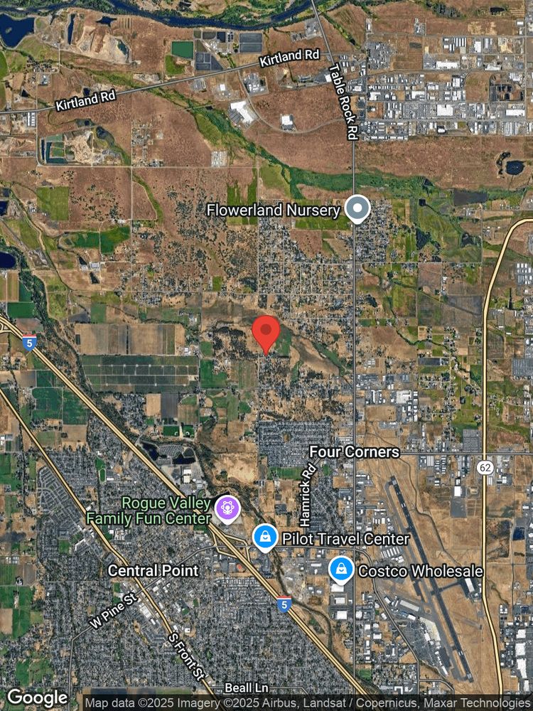 Google map image with center point at 5715 GEBHARD RD, STE 2, CENTRAL POINT, OR.