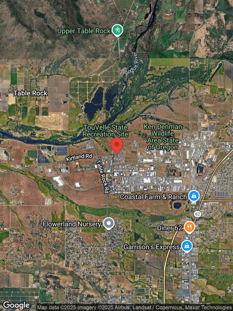 Google map image with center point at 8124 PACIFIC AVE, WHITE CITY, OR.