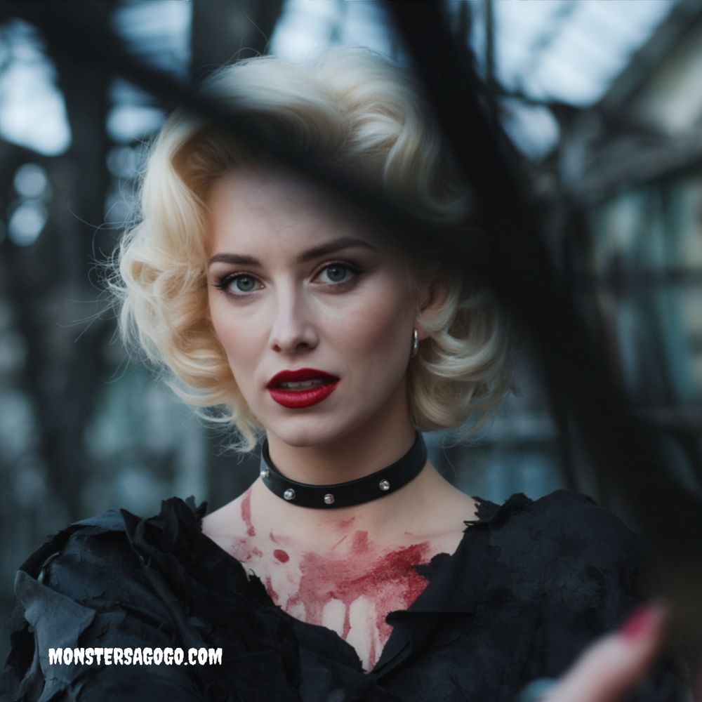 A little blood never ruined a good hair day. #Horror #BloodyGlam #PinUpQueen #SlasherChic #ForestFemme #MonstersAGoGo