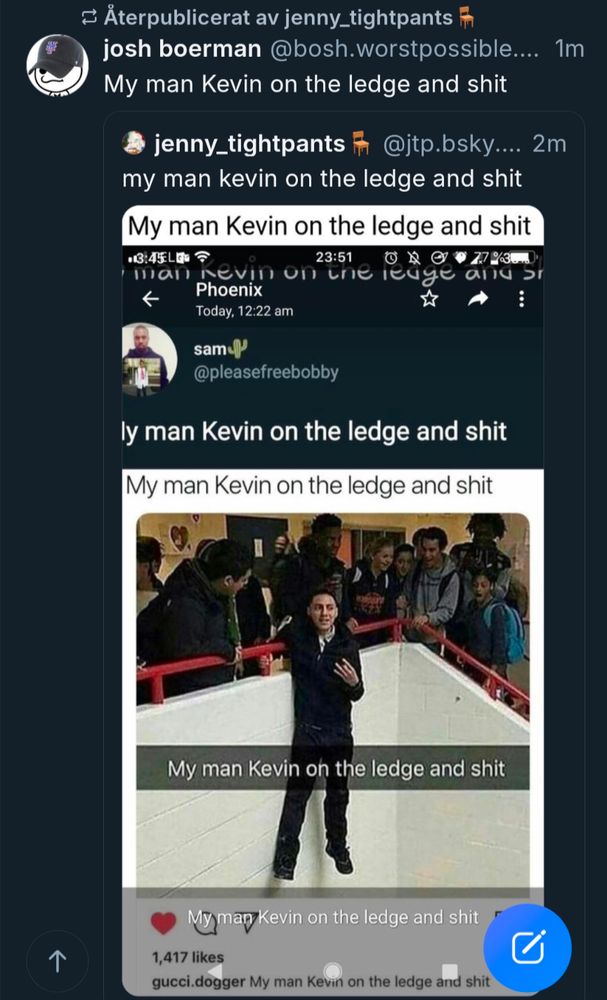 A screencap of a post saying my man Kevin on the ledge and shit with a screencap of a post saying my man Kevin on the ledge and shit with a screencap of a post saying my man Kevin on the ledge and shit with a screencap of a post saying my man Kevin on the ledge and shit with a pic of my man Kevin on the ledge and shit