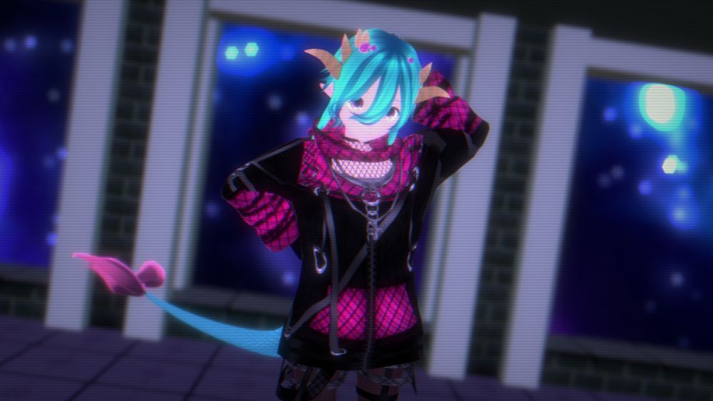 A 3D model of Orchid looking a little bit confused.