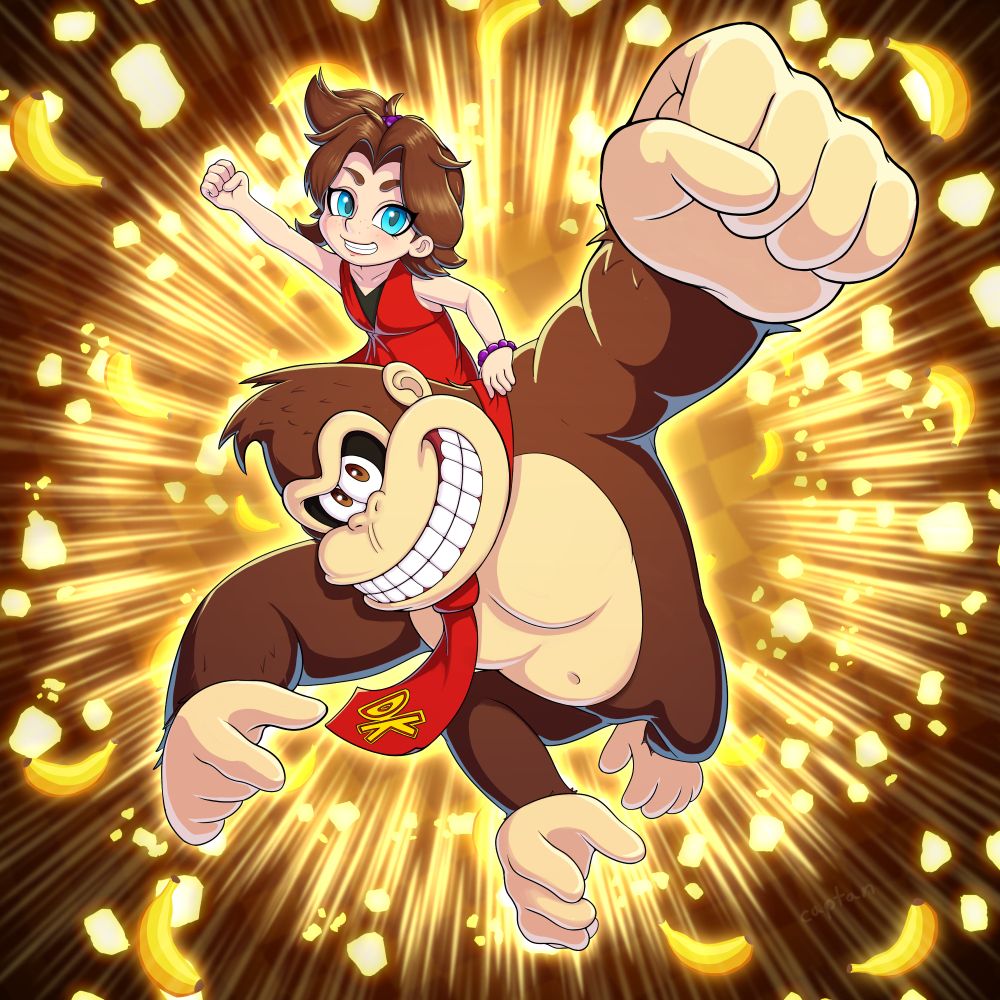 Illustration of Donkey Kong and Pauline from Donkey Kong Bananza