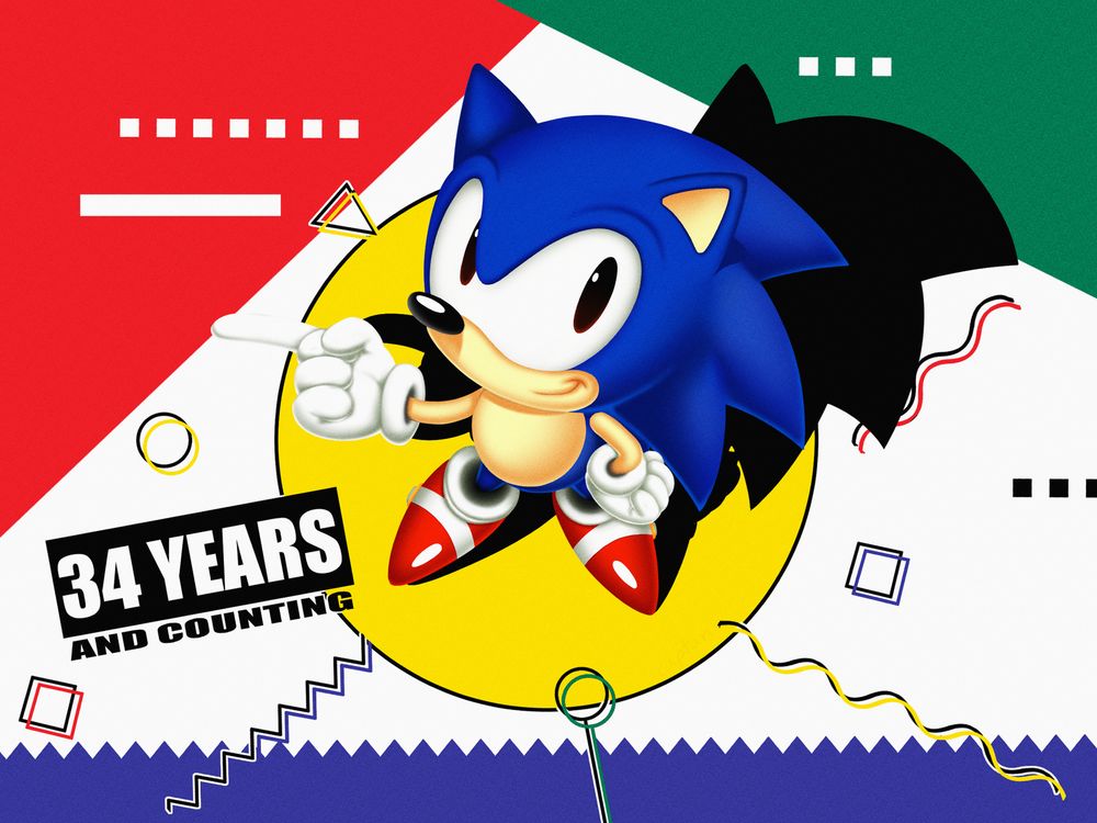 Illustration of naoto ohshima styled classic sonic