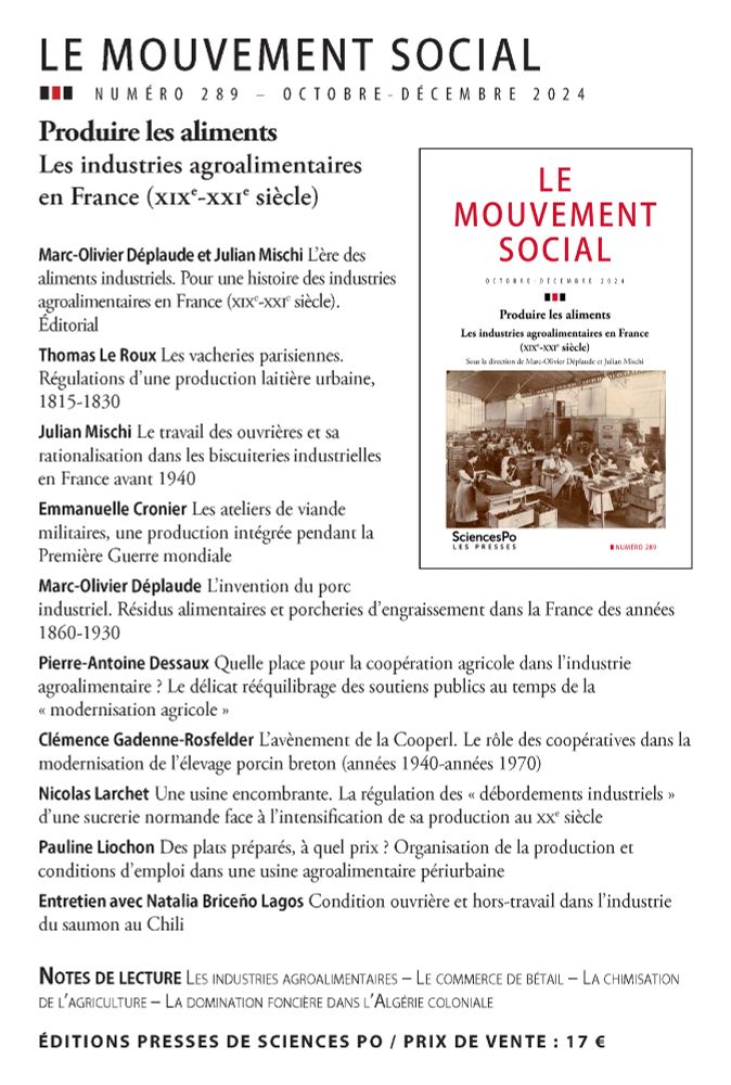 Le Mouvement social n°289, sommaire