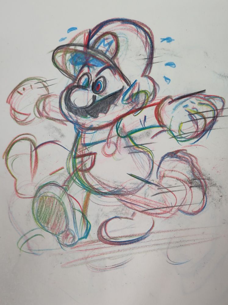 I love using my rainbow pencil and drew Mario and Bowser