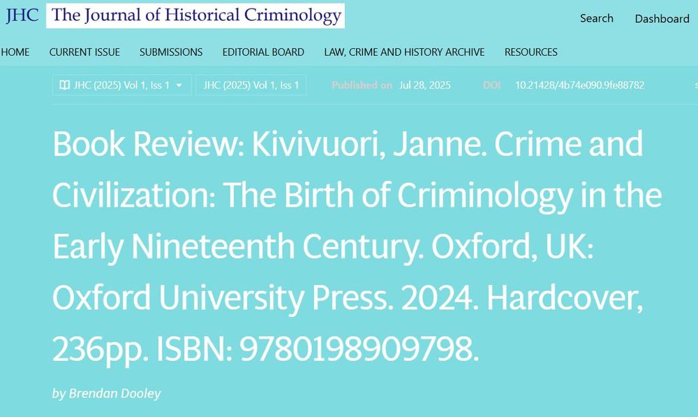 Title of Brendan Dooley's review of Janne Kivivuori's book 'Crime and Civilization' in the Journal of Historical Criminology