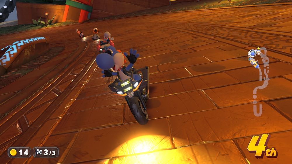 Screenshot of me finishing 4th place in Mario Kart World
