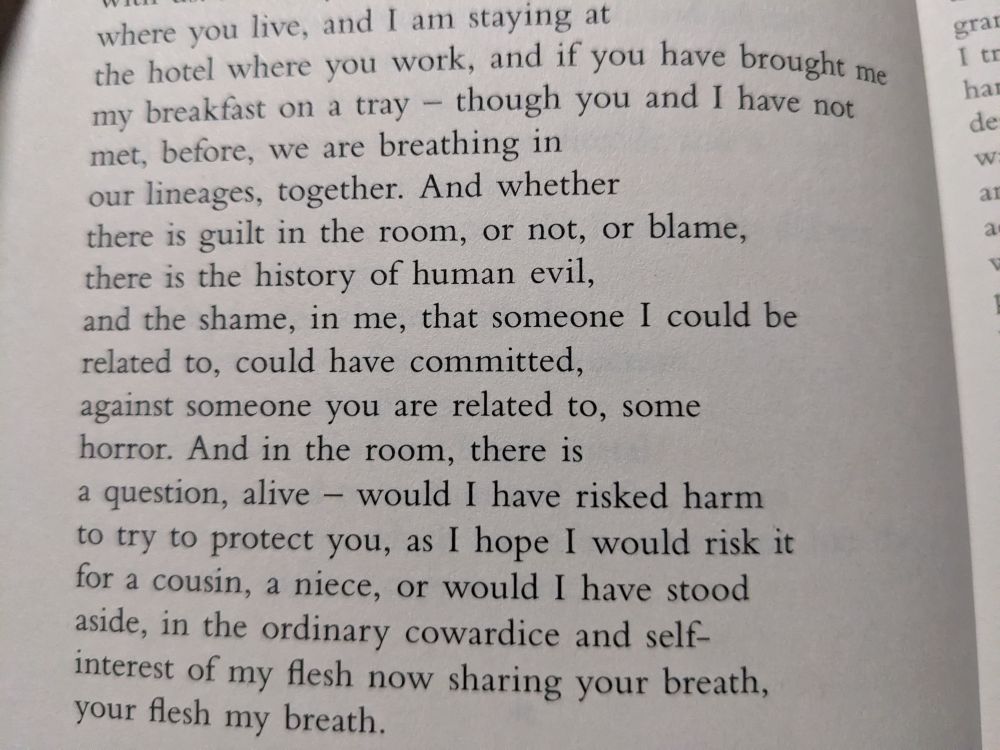 Picture of a book page showing about half a page of Sharon Olds' poem Meeting a Stranger