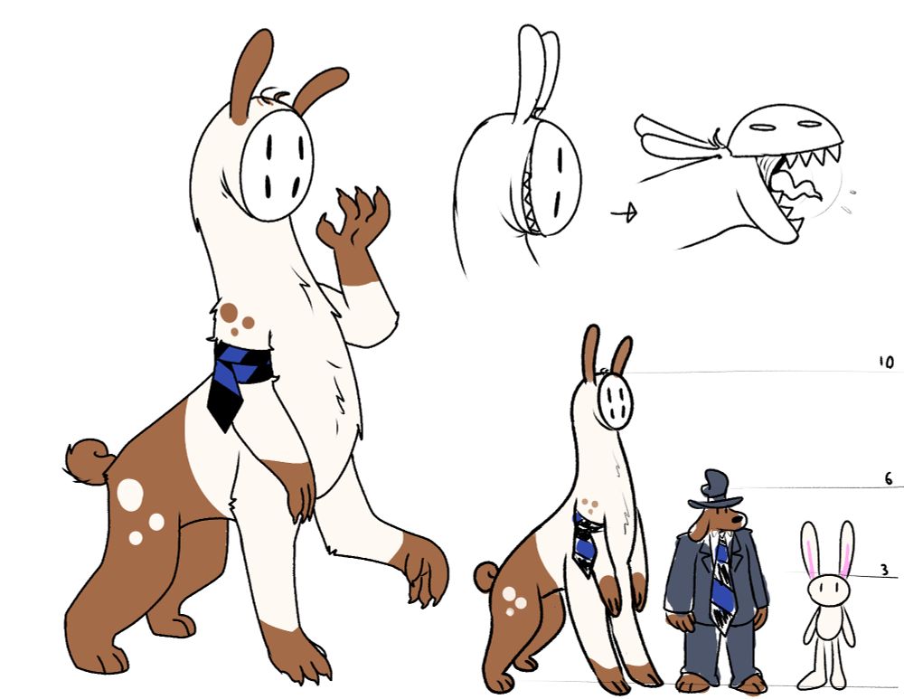 digital art of a fan fusion of Sam and Max, a ten foot tall monster