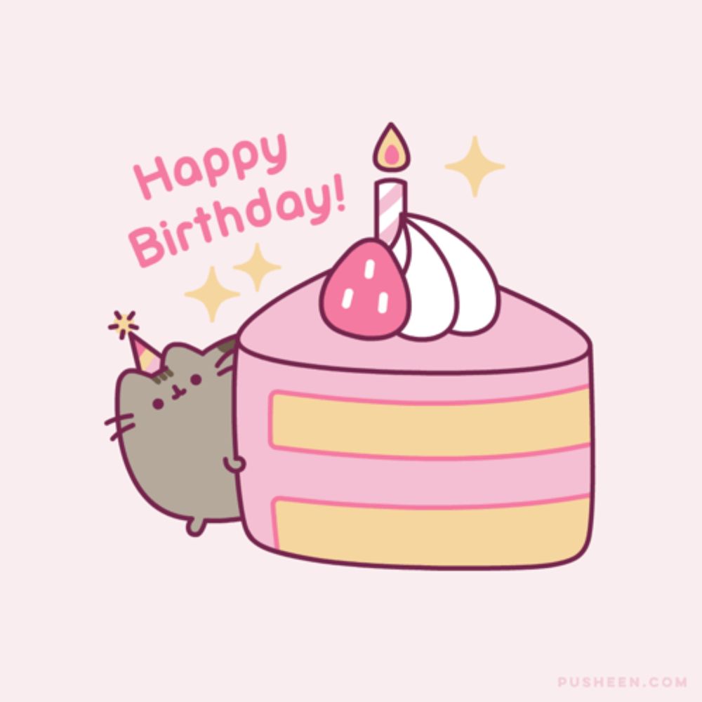 a pink cake with a candle on top and the words happy birthday