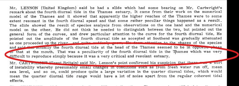 Comment in a paper from the 1960s describing the tides of the Thames as difficult to model because "it is a very critical and resolant [sic] estuary"